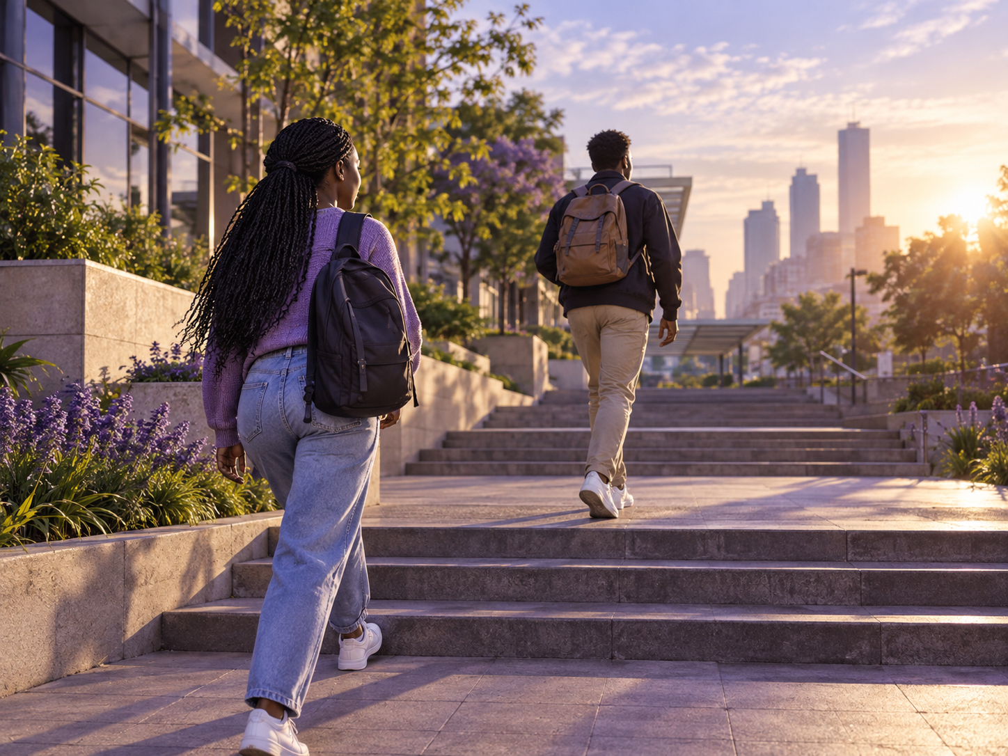 Young people following a path forward together